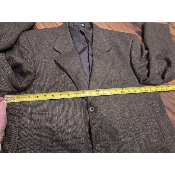Stafford Lambswool Blazer Sz 43R Green Herringbone Plaid Sport Coat Elevated - Picture 12 of 13